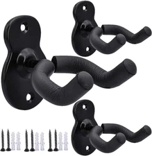 Sound harbor Guitar Wall Mount Wall Hanger 3 Pack Hook Black Metal Guitar Hol