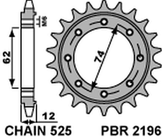 PIGNON AVANT 2196 22 dents pour Gilera GP 800 et Aprilia SRV 850 avec chaîne 525