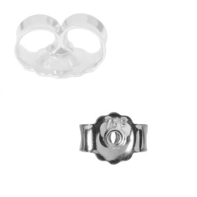 1 Stück Ohrsteckerpoussette 5 mm 750er Weißgold Butterfly-Verschluss 18 Karat