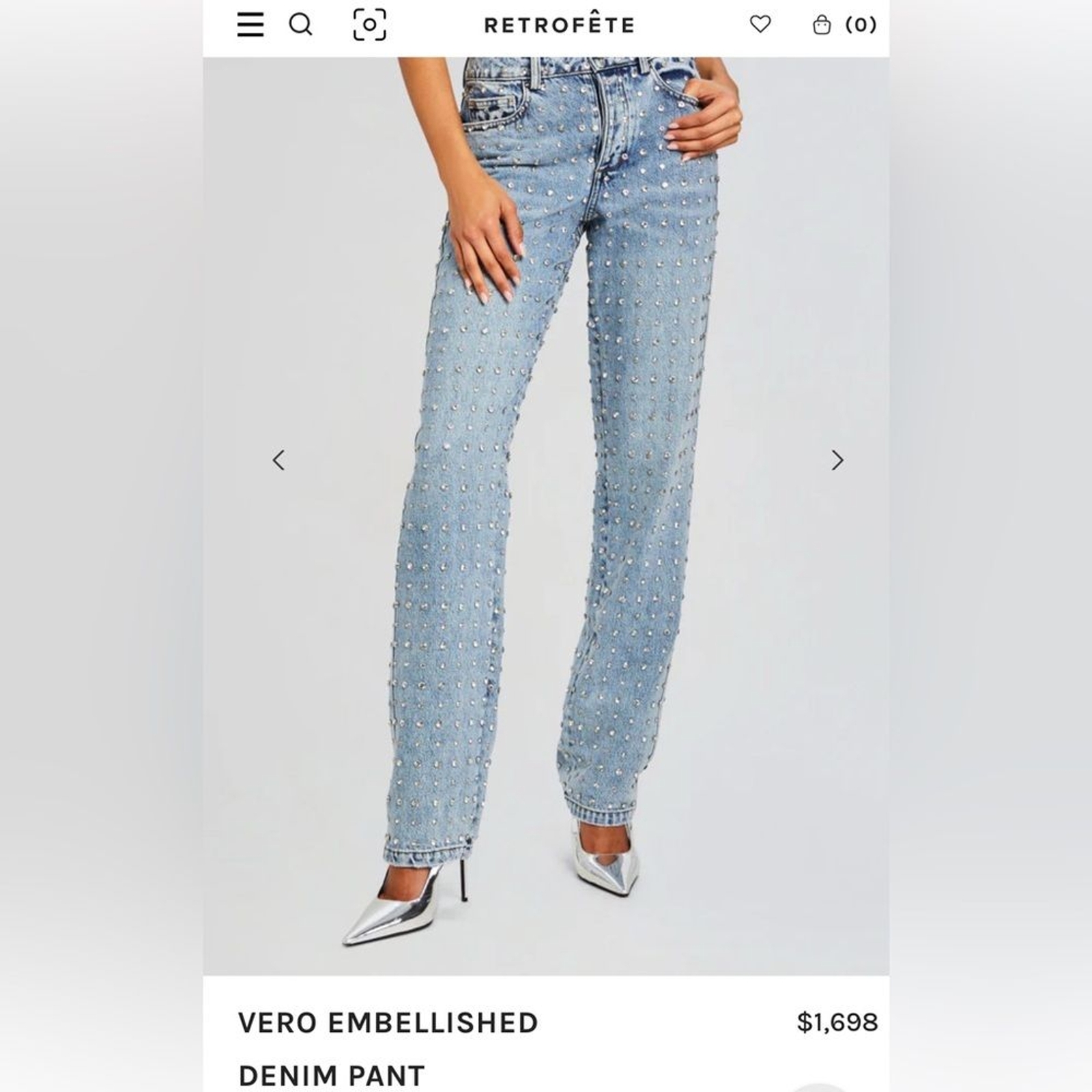 RRP US$1,698 NEW Retrofete Vero embellished denim pants US26 image 5