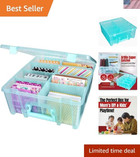 Stackable Art Storage Box Polypropylene 8 Compartment Snap Closure Portable C...