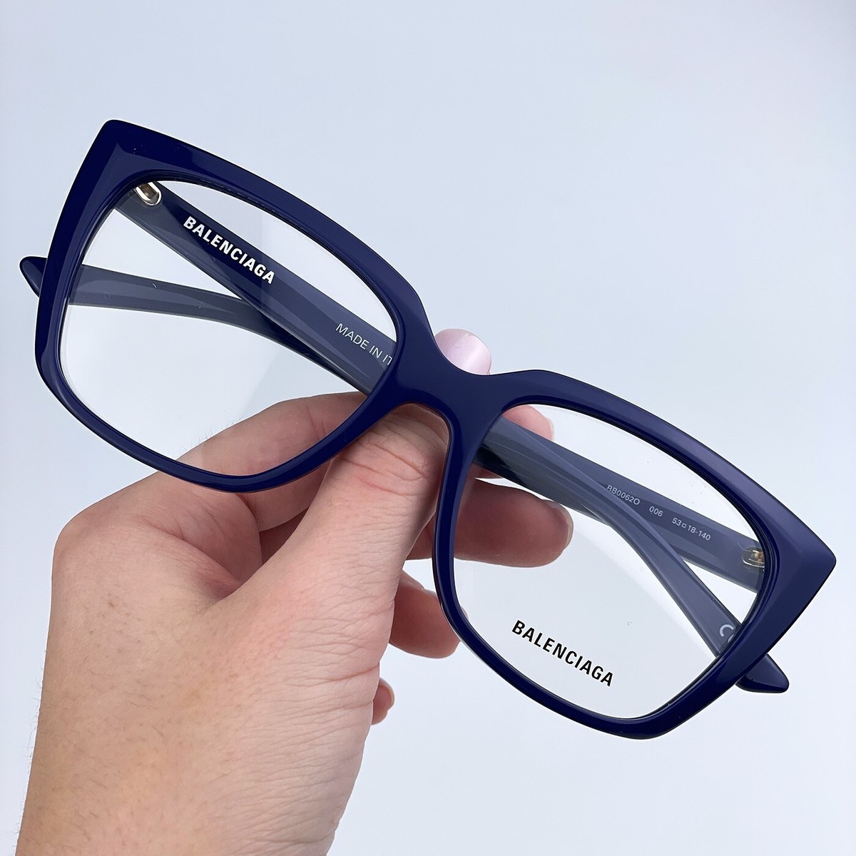 Balenciaga Women Eyeglasses Dark Blue Demo Logo Square  display picture 3