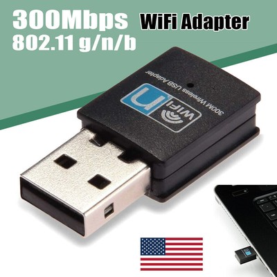 300Mbps Mini Wireless USB Wifi Adapter LAN Network Desktop Win7 8 XP 802.11n/g/b