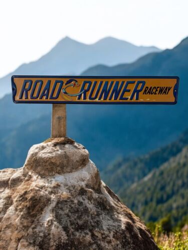 ROAD RUNNER RACEWAY Insegna in metallo stradale in rilievo Mopar, muscle car, uomo grotta, - Foto 4 di 6