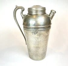 Vtg Lehman Brothers of New York EPNS Hammered 1920s Cocktail Shaker Art Deco