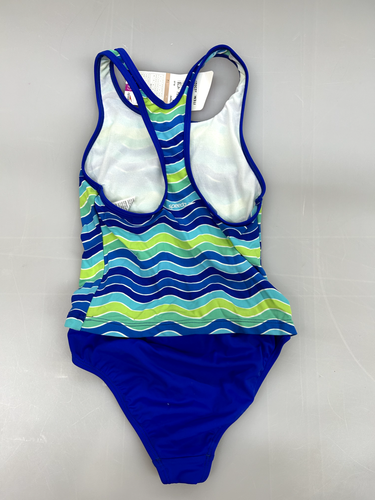 Girls size 12 Speedo 1-Piece Royal Blue & Green Wavy Swim Suit NWT Swimsuit - Picture 2 of 2