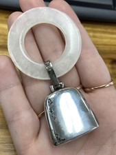 Vintage Webster Sterling Silver  Mother of Pearl Baby Rattle Teething Ring