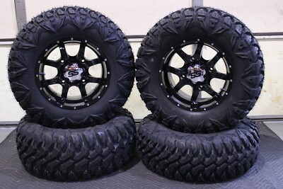 SPORTSMAN 450 27'' QBT 846 8 Ply RADIAL ATV TIRE 14'' COBRA BLK WHEEL KIT POL3CA