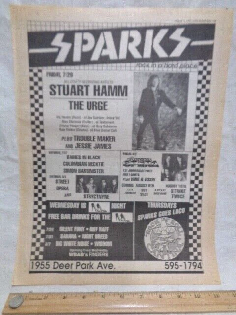Vintage Ad Sparks Club in Deer Park NY L.I. Summer of 1991 full page Rock bar - Picture 1 of 3