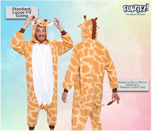 NWT FUNZIEZ! Giraffe Slim Fit Adult Unisex Novelty One Piece Suit Pajama Medium - Picture 2 of 4