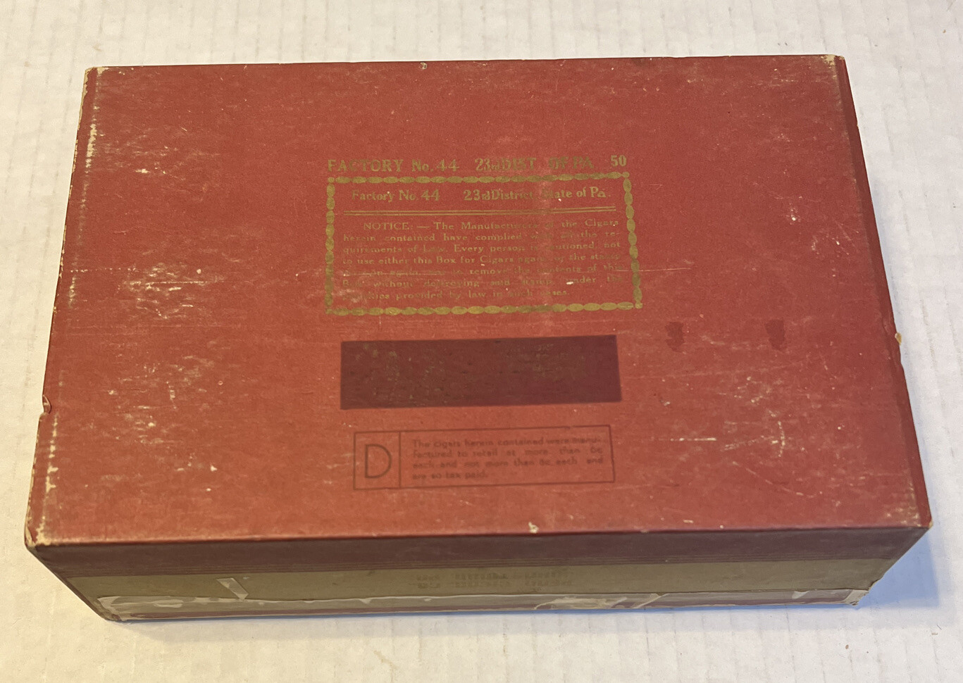 Prime Minister Cigar Box Vintage Pen Cigar Co. Johnstown Pa. Factory 44