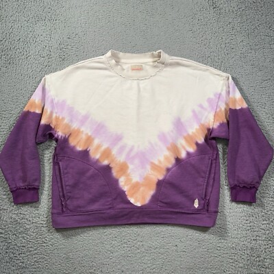 Free People Sweatshirt Womens S Cream Purple Ombre Metti