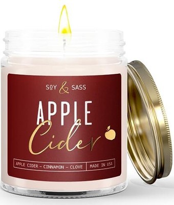 Apple Cider Candle, Fall Candles I Apple Cider, Cinnamon & Nutmeg - Infused w...