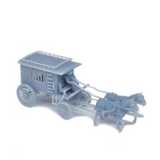 Outland Models Train Layout Old West Horse Carriage 2-Horse Jail Wagon 1:64 
