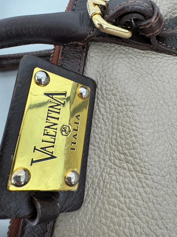 Valentina Lujo Marrón Guijarro Cuero Cúpula Bolso Cartera 2 Vías Bolso de Mano Foto 3 de 4