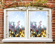 3D Neon A36 Christmas Window Film Print Sticker Cling Stained Glass Xmas Zoe