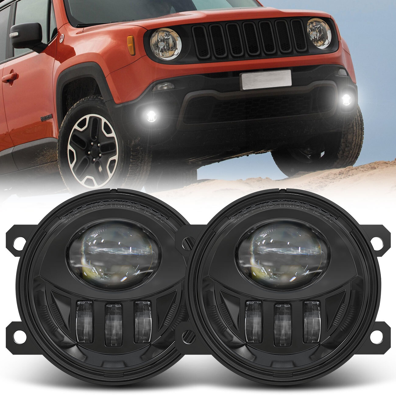 Pair Bumper LED Fog Lights For Jeep Renegade 2015 2016 2017 20182019 2020-2024