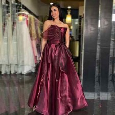 Pleat Bow Wedding Party A-line Strapless Bespoke Occasion Gown Midi Dresses