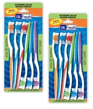2- Dr. Fresh  Toothbrushes, Multi-Level Soft Bristles, Tongue Cleaner, 6 Count