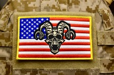 Large 3"x5" Skulltanic American Flag Patch USA SOCOM SFOD-D CAG Navy SEAL NSW US