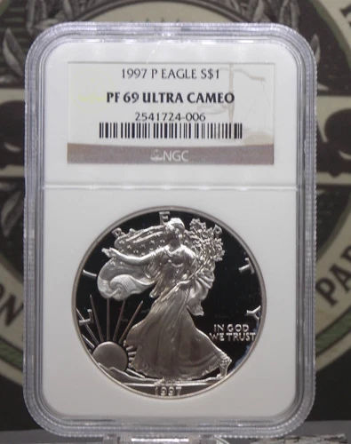 1997 "P" PROOF American *SILVER* Eagle $1 NGC PF69 Ultra Cameo #006 ECC&C, Inc.