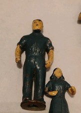 Lot Of 6 Cast Lead Figures Farmer Ladies Miniatures Vintage Hand Painted