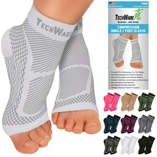 TechWare Pro Ankle Brace Compression Sleeve - L / XL see size chart , White