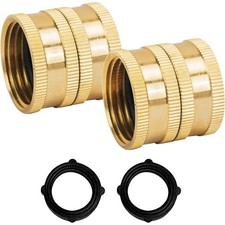 Garden Hose Adapter 3 4 Inch Solid Brass Connector Female to Female 2 Pack with