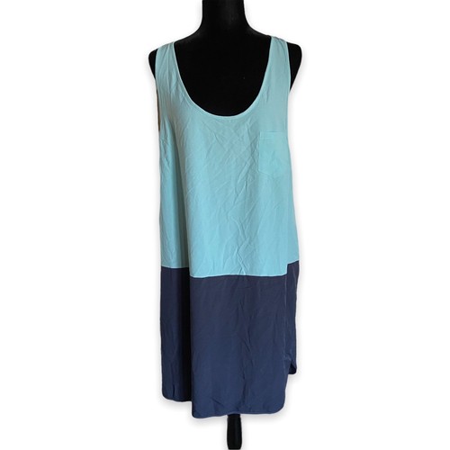 LOFT Damen Kleid XXL Colorblock Drop Waist Blau Aqua Slip Tank Ann Taylor NEU - Bild 3 von 6