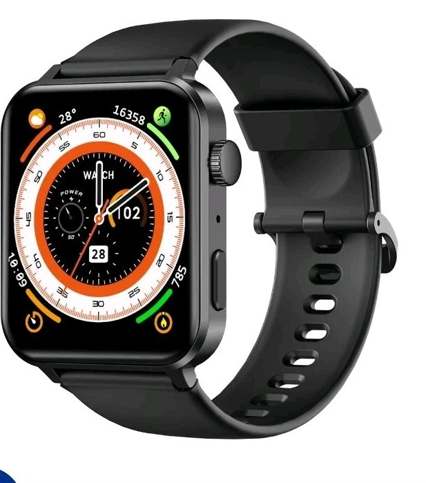 Smartwatch R30 Pro Black Case, Black Silicone Strap Fitness Smartwatch