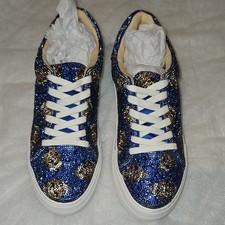 Betsey Johnson Sidny Women  s Blue Football Rhinestone Lace-Up Low Top Sneakers