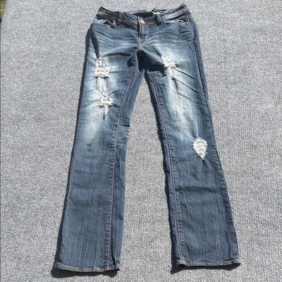Y2K Vintage Apple Bottom straight leg Bootcut Jeans Size 7/8 30x32 embroidered