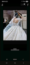 Brautkleid A-Linie Ballkleid Langarm U-Aussch...