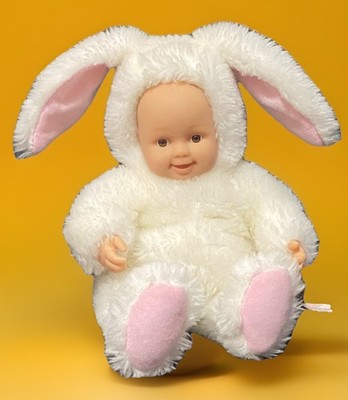Anne Geddes Bunny Baby Doll 1997 White Plush Rabbit Suit Vintage Easter 90s