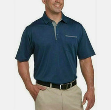 Pebble Beach Men's Short Sleeve Dry-Luxe Performance Polo BLUE L NWOTD