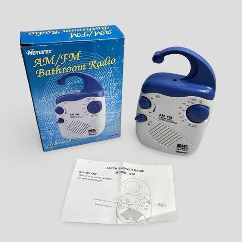 Memorex AM/FM Bathroom Radio Model 614 w/Original Box Big Lots Water Proof Works