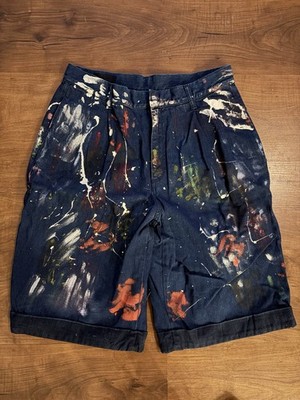 Alexander McQueen spring 2010 Men's Denim  Paint Splatter Shorts 48 Last Coll.