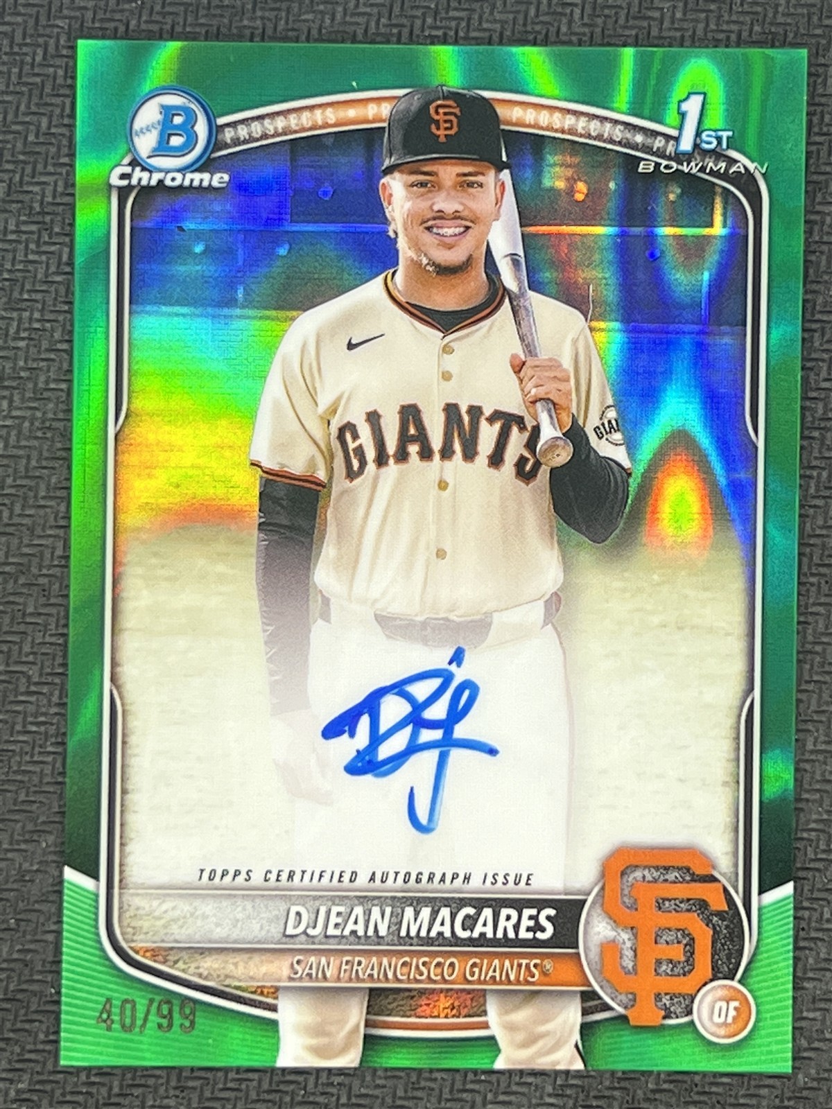 2025 Bowman Chrome Prospects Green Lava #CPA-DM Djean Macares 1st Auto 40/99