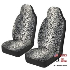 Snow Sliver Grey Leopard Animal Print Front Seat Covers For Snow Sliver Leopard