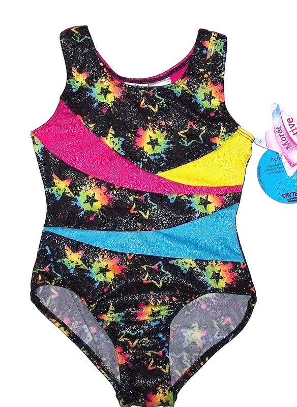Jacques Moret Leotard Bodysuit Rainbow Star Tank Hologram Speckle New Girl S 6 7