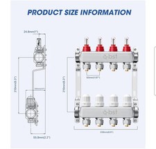 4-Branch PEX Radiant Floor Heating Manifold Set Floor Heating Water Distributor