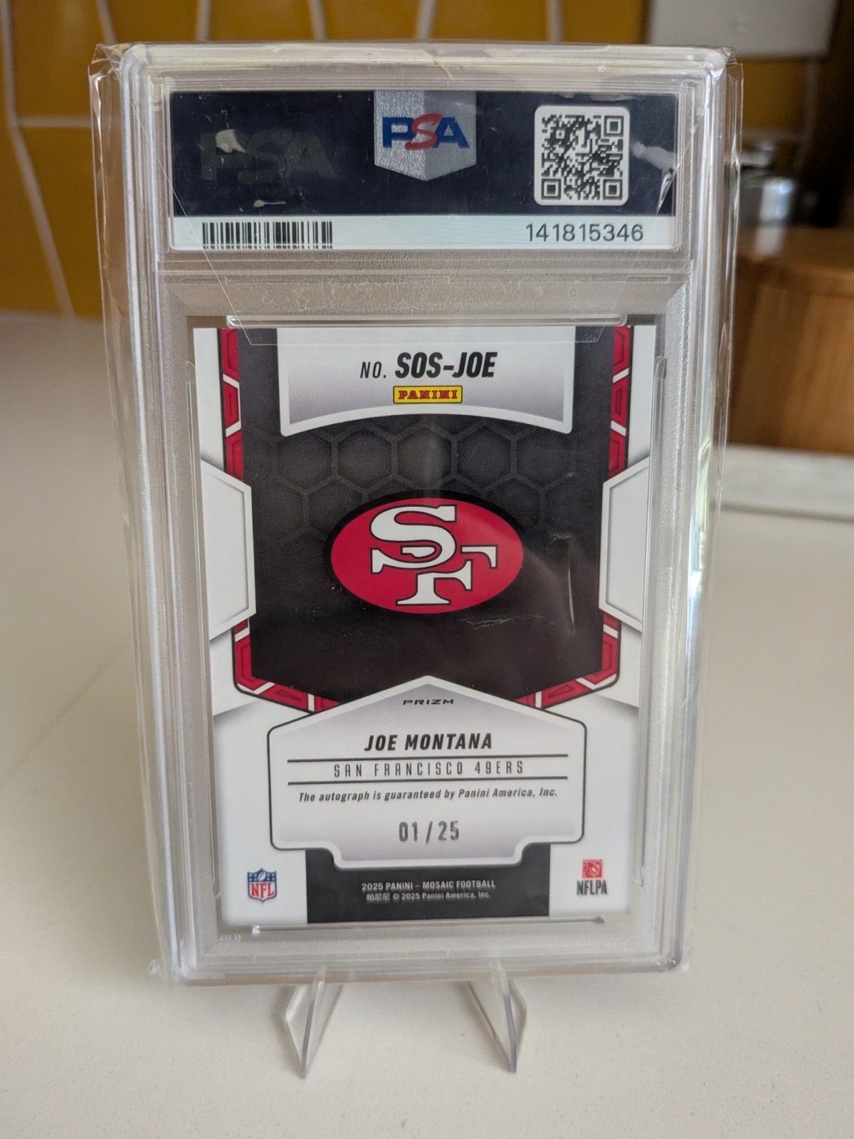 2025 Mosaic Joe Montana Showtime Signatures Choice Fusion /25 PSA 10 49ers view 2