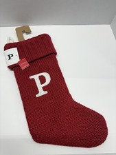 New Wondershop Initial Monogram Knit 19" Christmas Stocking Red Letters