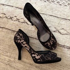 Via Spiga Malibu Black Lace d'Orsay Pumps Size 7.5