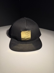 Popular Demand Snapback Black Gold Metal Plate Logo Streetwear Hat Adjustable