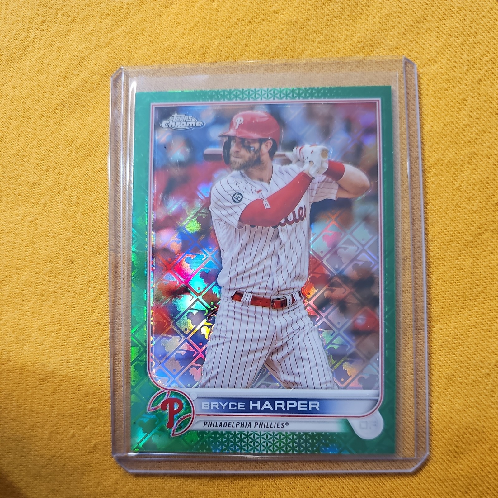 2022 Topps Chrome Logofractor Edition Green Refractor 86/99 Bryce Harper #18 6rq