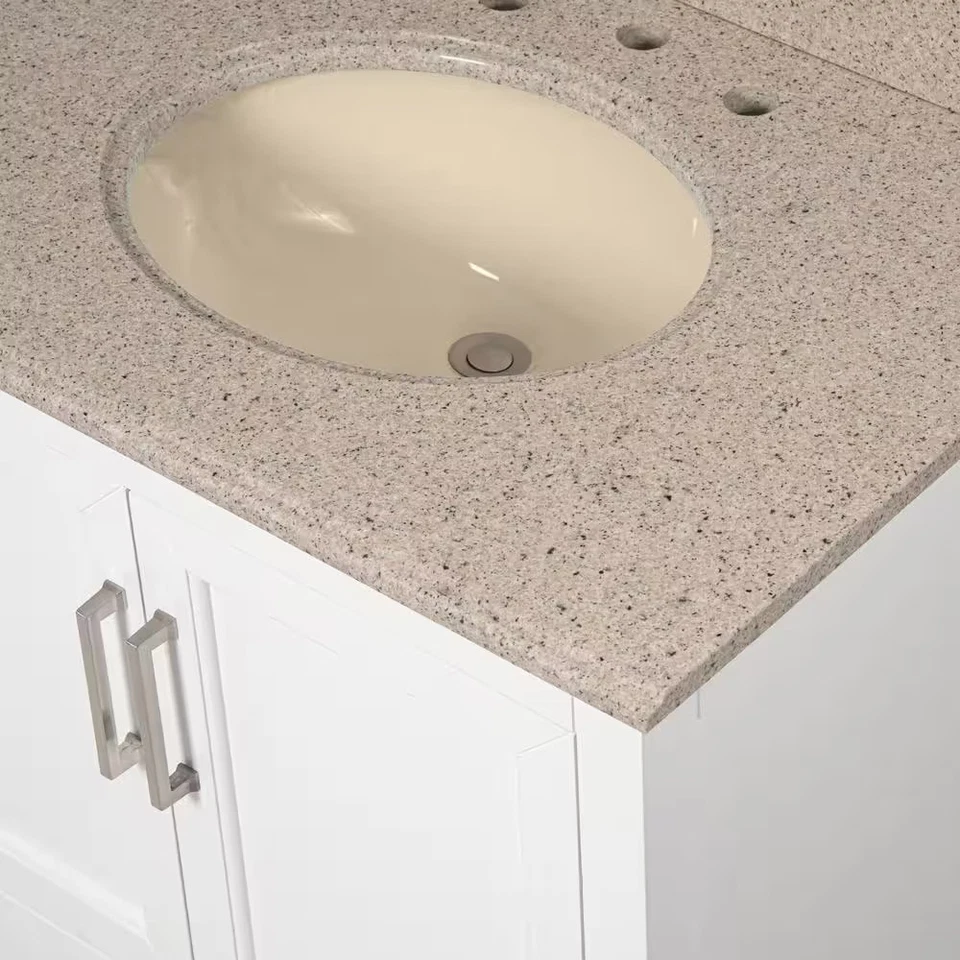 Decoradores del Hogar 31" x 22" Granito Beige/Bisque Redondo Fregadero Tocador Top en Beige Foto 2 de 4