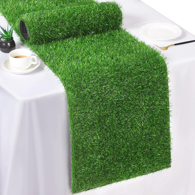 Artificial Grass Table Runners 14 X 48 Inch Green Grass Tabletop Synthetic Grass