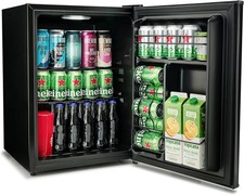 Quiet LED Beer & Drinks Fridge 54L, Built-in Can Dispenser, All-Black/ Outdoor