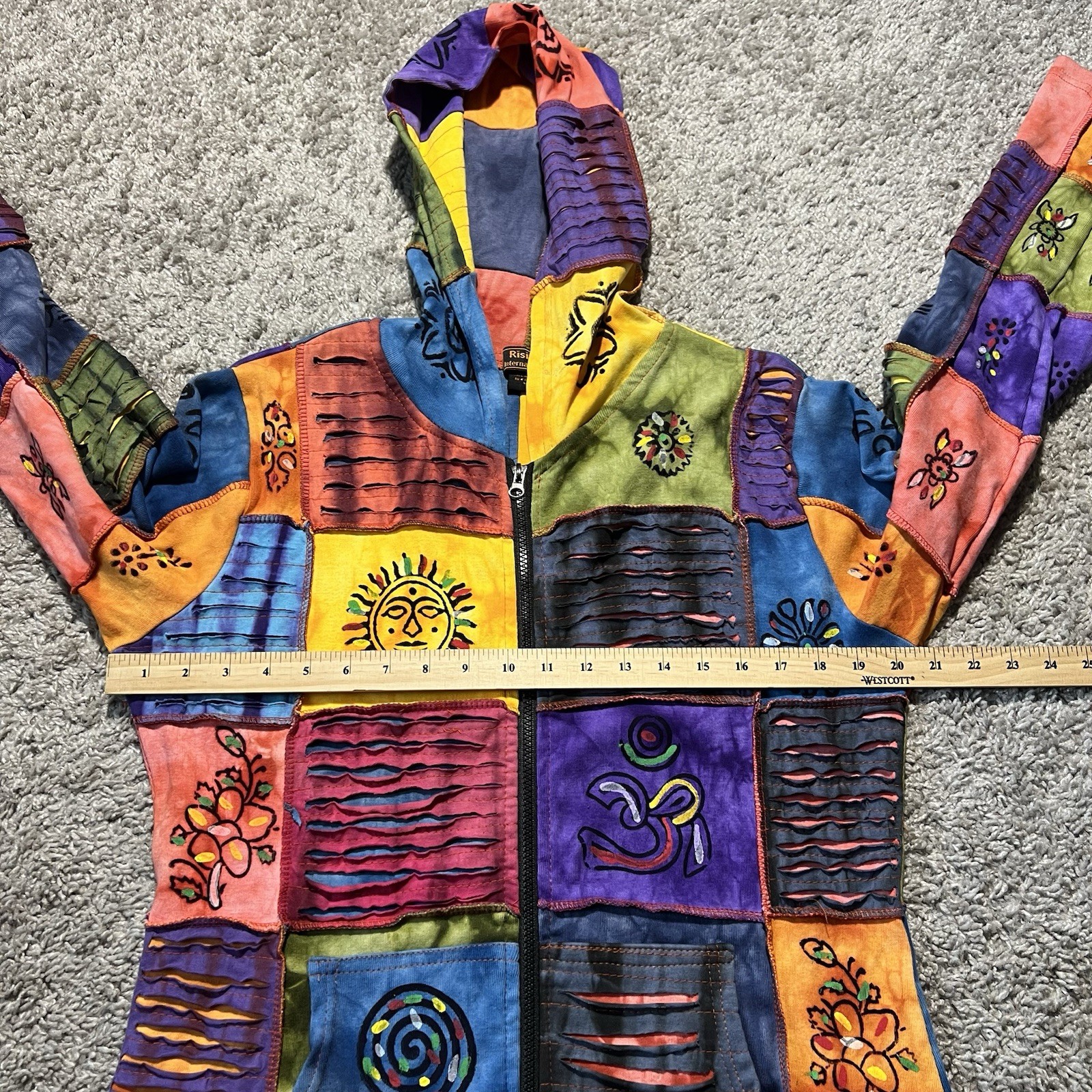 Rising International Full Zip Patchwork Hoodie Ti… - image 4